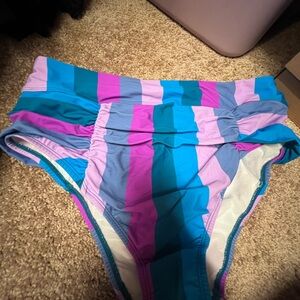 Torrid Blue and Purple Striped Bikini Bottom